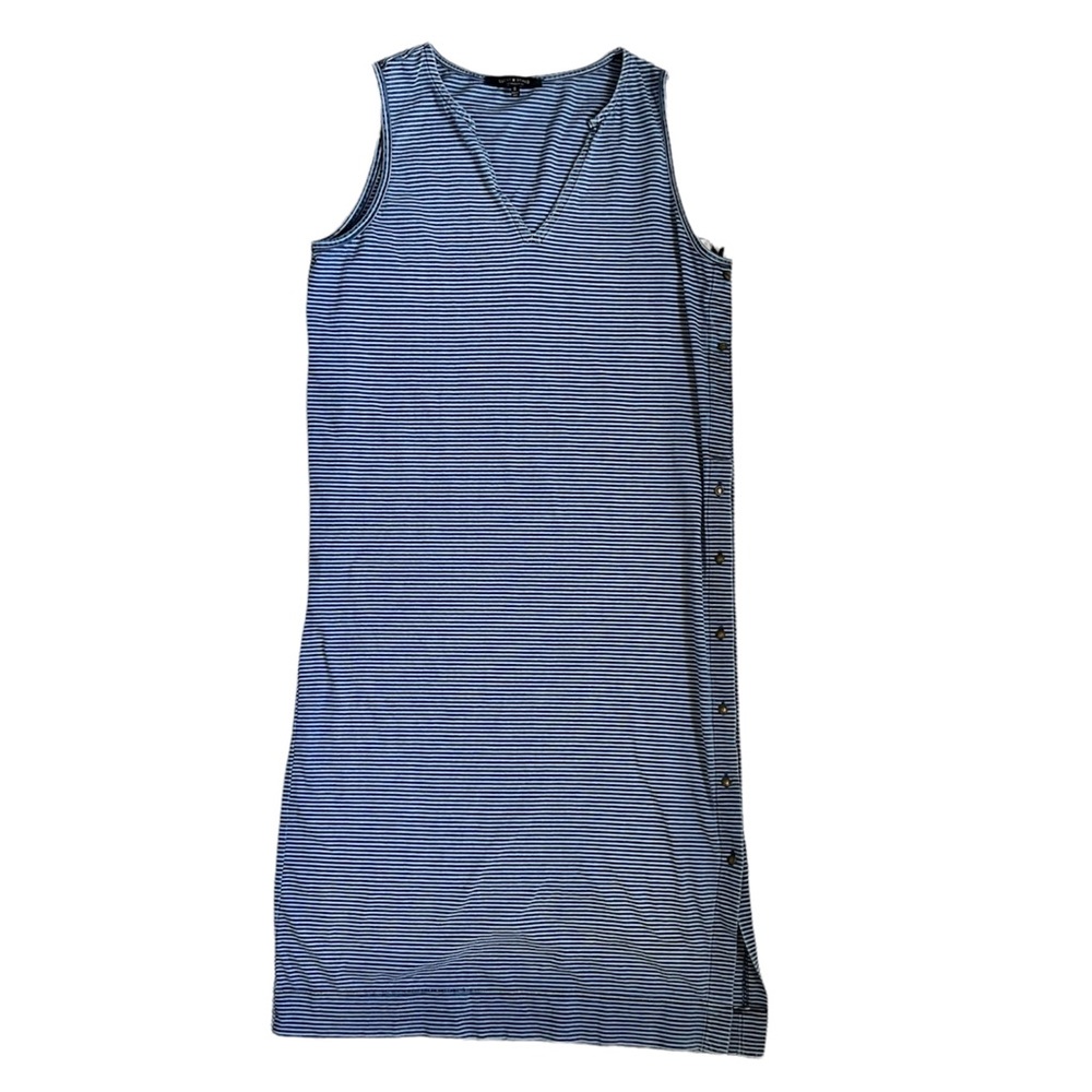Lucky Dress Indigo Blue Striped Sleeveless Slip On Midi Casual Tank Summer EUC S